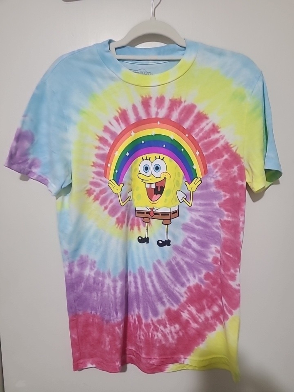 SpongeBob SquarePants Rainbow Imagination Tie Dye Graphic T-Shirt Unisex Small - Picture 2 of 6